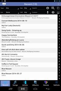 Menu of MobileSheets Android app.